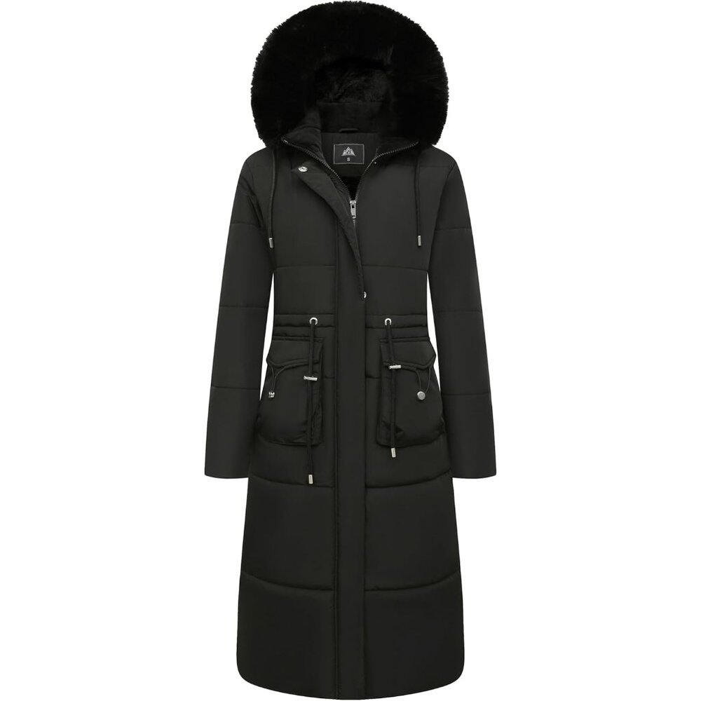 Women's Black Long Winter Puffer Coat Waterproof Warm Down Jacket